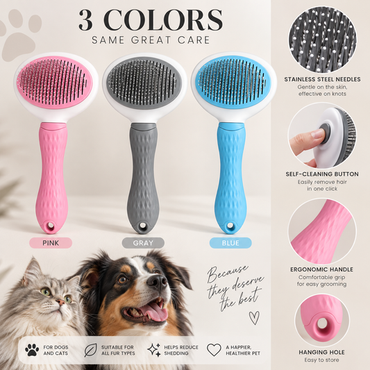 Self-Cleaning Pet Grooming Brush