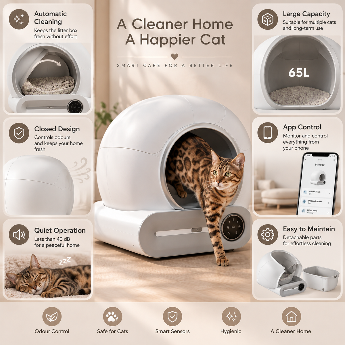 Smart Self-Cleaning Cat Litter Box