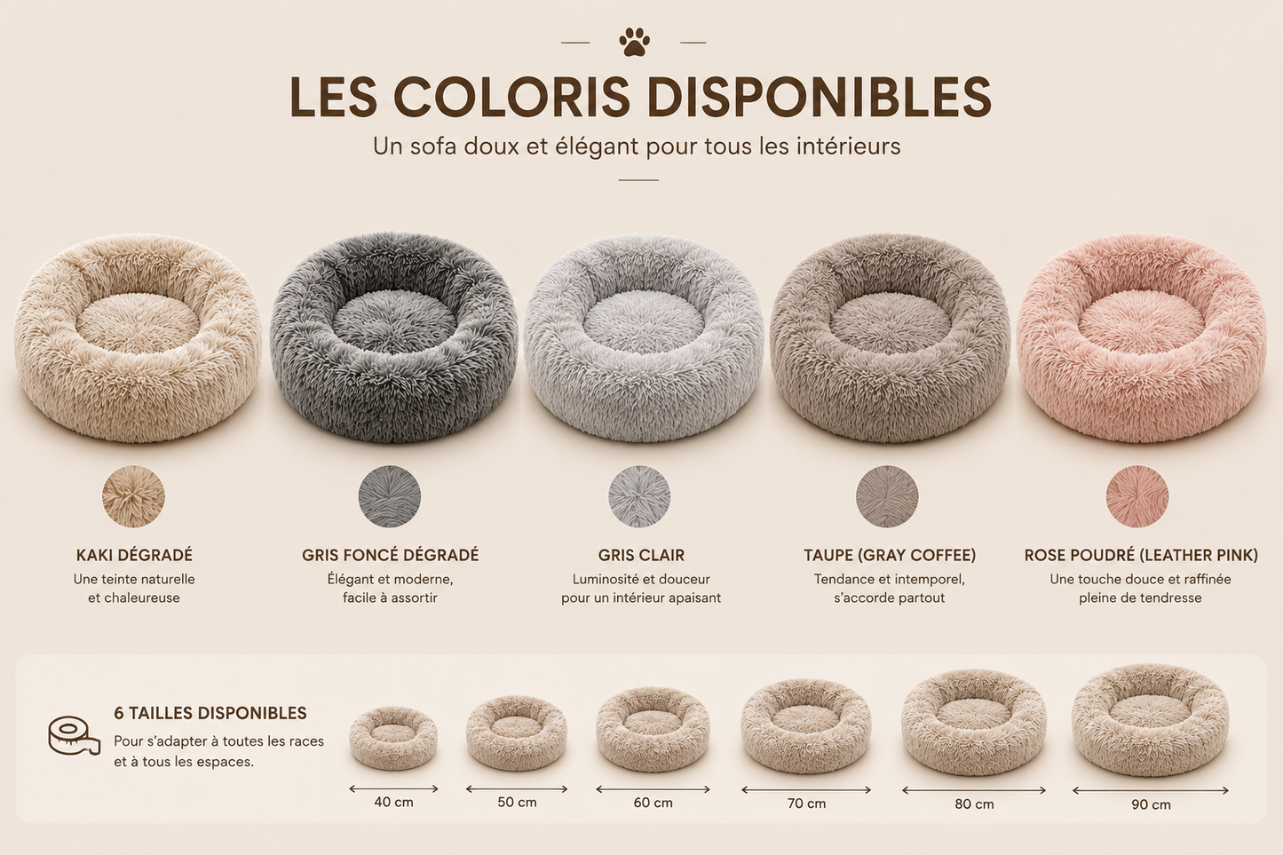 Sofa Rond pour Chien/Chat