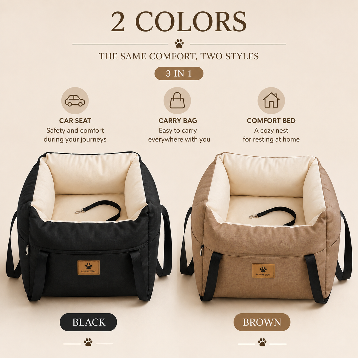 3-in-1 Car Seat for Dogs