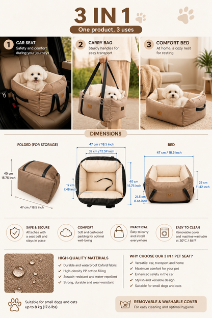 3-in-1 Car Seat for Dogs