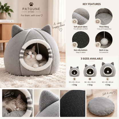 Plush Cat Cave Bed
