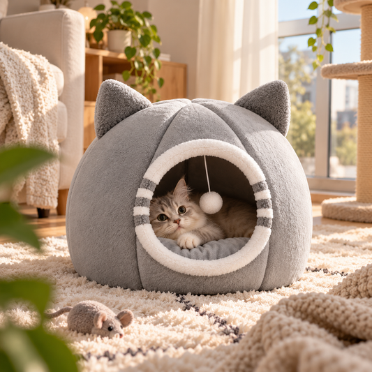 Plush Cat Cave Bed