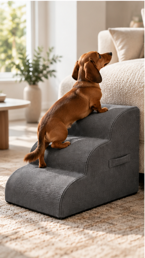 Rampe d'escalier pour chien et chat, 3 marches, escalier pour chiot, fournitures pour animaux, rampe d'escalade pour chiens âgés et animaux souffrant de douleurs articulaires